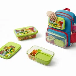 nts Glass Lunch Box Set with Spoon,2 Containers,Clip Lids,800 ml+250 ml,Green. 2 Containers Lunch Box image 5