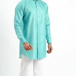 jodidar Men Solid Dupion Silk Straight Kurta image 2