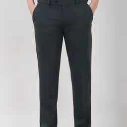 peter england Men Slim Fit Green Polyester Trousers-picture-20