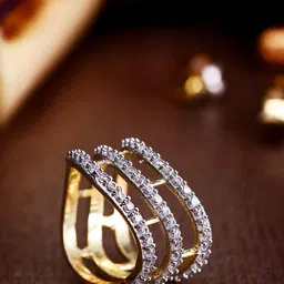 Priyaasi Gold-Plated AD-Studded Handcrafted Adjustable Finger Ring-image-20