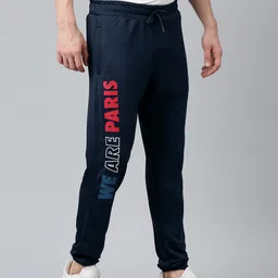 PSG Men Navy Blue Paris Saint-Germain Classic Printed Football Joggers-picture-32