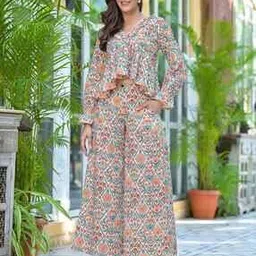 the kapas Floral Print A-Line Top & Palazzo Set-picture-43