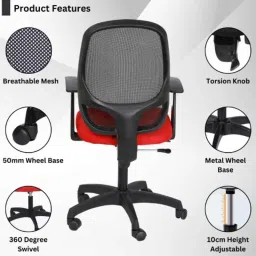 Heikin 804 Red Low Back Breathable Mesh DIY Ergonomic Office Chair for Work from Home, HE-00010 image 5