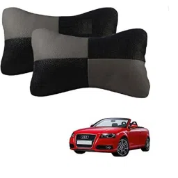 Kozdiko 2 Pcs Leather Grey &a; Black Neck Rest Car Cushion Pillow Set for Audi A3 Cabriolet-picture-45