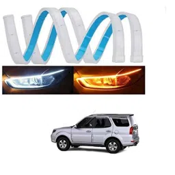 Kozdiko 2 Pcs 60cm Flexible White Daytime Running Light Set with Matrix Yellow Indicator &a; Turn Sequential Flow for Tata Safari::Grand Dicor-picture-46