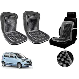 Auto Pearl PU, Velvet &a; Wooden Beads Grey Rectangular Seat Cushion for Maruti Suzuki WagonR 2013 (Pack of 2 )-picture-20
