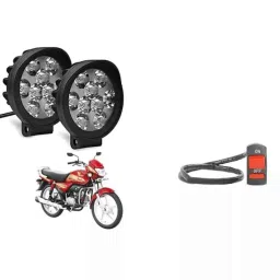 Cartronics 2 Pcs 9 Round Cap LED Fog Light Set with On/Off Switch for Hero HF Deluxe-picture-48