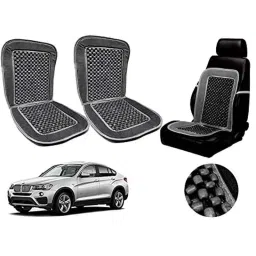Auto Pearl PU, Velvet &a; Wooden Beads Grey Rectangular Seat Cushion for BMW X4 (Pack of 2 )-picture-14