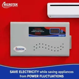 Microtek EM4160+ 160-285V Metallic Grey Voltage Stabilizer Upto 1.5 Ton AC with 3 Years Warranty image 4
