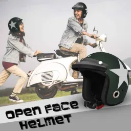 Habsolite HB-ESG Ecco Star Open Face Green Helmet With Detachable Cap &a; Adjustable Strap, Size: Medium image 5