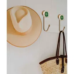 Screwtight 130mm Ceramic Green &a; Gold Multipurpose Crackle Glaze Floral Hook with Brass Effect (Pack of 8) image 3