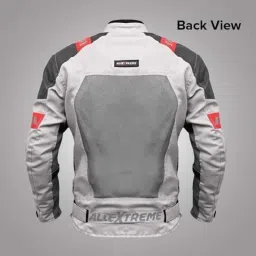 AllExtreme BAZOOKA Mesh Fabric Grey &a; Red Bike Riding Jacket with Back Elbows, Shoulders Protection &a; Night Visibility Sticker for Men, Size: M image 4