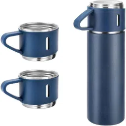 BMR 500ml Steel Blue Hot &a; Cold Vacuum Flask Bottle with 3 Cups-picture-22
