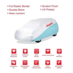 Elegant White &a; Blue Water Resistant Car Body Cover for Mahindra XUV 500 image 3