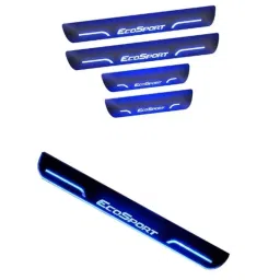 Car Accessories Hub 4 Pcs Acrylic Black Sill Scuff Plate Set with Blue LED for Ford Ecosport Old Model-picture-16