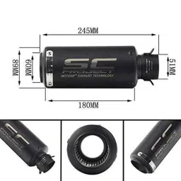 RA Accessories Black SC Mini with Silver Strip Silencer Exhaust for Hero Impulse image 2