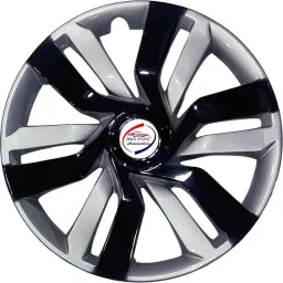 Auto Pearl 4 Pcs 14 inch Polypropylene Black &a; Silver Press Type Car Wheel Cover Set with Retention Ring for Tata Indigo CS, 14WC_Idtec_Rev_IndigoCS image 2