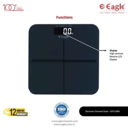 Eagle 180kg Electronic Glass LCD Personal Weighing Scale, EEP-1100A-GR (Pack of 5) image 5