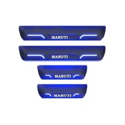 Car Accessories Hub 4 Pcs Acrylic Black Sill Scuff Plate Set with Blue LED for Maruti Suzuki All Model image 1