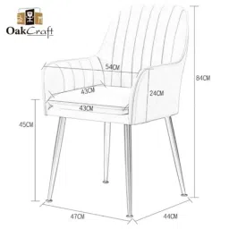 Oakcraft Pink Chrome Finish Luxurious Dining Accent Chair with Metal Leg, OC-204 image 5