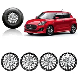 Auto Pearl 4 Pcs 14 inch Silver &a; Black Car Wheel Cover Set for Maruti Suzuki Swift-picture-19