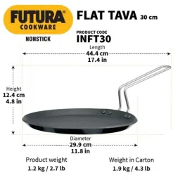 Hawkins Futura 30cm Induction Friendly Nonstick Flat Tawa, INFT 30 (Pack of 3) image 3