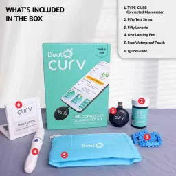BeatO CURV Smartphone Connected Glucometer Machine with 50 Strips &a; 50 Lancets with Micro USB C Type Interface image 2