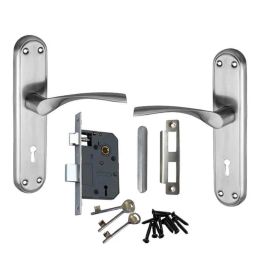 Atom Innova Stainless Steel Stain Finish Double Stage Mortise Lock Set With 3 Keys-picture-20