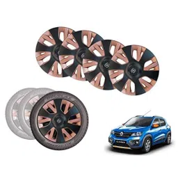 Auto Pearl 4 Pcs 14 inch Black &a; Copper ABS Press Type Hubcap Wheel Cover Set with Retention Ring for Renault KwidClimber-picture-27