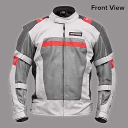 AllExtreme BAZOOKA Mesh Fabric Grey &a; Red Bike Riding Jacket with Armour Back Elbow, Shoulder Protector &a; Night Visibility Sticker, Size: 2XL image 3