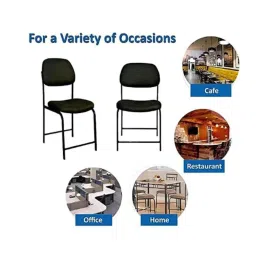 RW Rest Well N Type Metal &a; Leather Black Visitor Chair with Cushion image 4