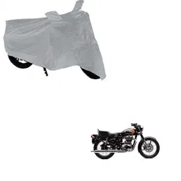 Kozdiko Silver Bike Body Cover with Mirror Pockets for Royal Enfield Bullet 500, kozd_14446-picture-31