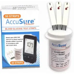 Accusure 50 Pcs Sensor Glucometer Test Strips image 1