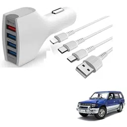 Kozdiko 4 Port USB Car Charger with 3 in 1 Cable for Mitsubishi Pajero-picture-36