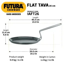 Hawkins Futura 26cm Hard Anodised Induction Friendly Flat Tawa, IAFT26 image 3