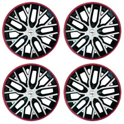 Prigan 4 Pcs 14 inch Polypropylene Black, Silver &a; Red Press Fitting Car Wheel Cover Set for All 14 inch Wheel Car, Phantom-3Color-14-All image 2