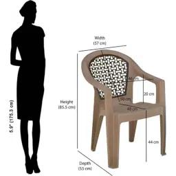 Nilkamal Paradise Plastic Brown Outdoor Chair, (Pack of 4) image 2