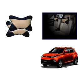 Kozdiko 2 Pcs Beige &a; Black Car Neck Rest Cushion Pillow Set for Mahindra KUV 100-picture-45