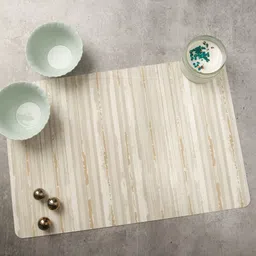 OBSESSIONS Cream & White 6 Pieces Striped Heat Resistant Rectangle Table Placemats image 5