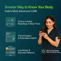 BeatO 15 Days 110mg/dl Bluetooth Continuous Glucose Monitoring System via CGM App (Pack of 4) image 4