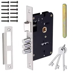 Onjecx 65mm Alloy Steel Mortise Lock Body Set with 3 Bullet, Double Action 6 Levers &a; 7 inch Handle, BML03+S05MAB image 4
