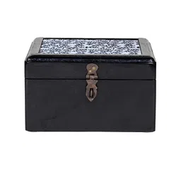 Contrast Living Wooden Decorative Jewellery Painted Box with Cotton Fabric On Top Box-image-83