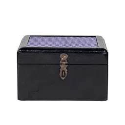 Contrast Living Black Floral Painted Wooden Decorative Jewellery Box-image-83