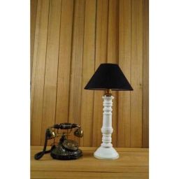 Tucasa Mango Wood White Table Lamp with 10 inch Polycotton Black Pyramid Shade, WL-113-picture-17