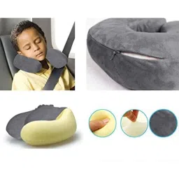 Kozdiko Velvet Grey U-Shape Travel Neck Rest Cushion Pillow for Chevrolet Tavera image 2