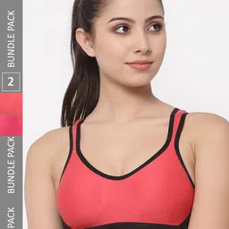 College Girl Pack Of 2 Full Coverage Lycra Sports Bra with Side Shaper image 1