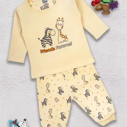 MeeMee Kids Yellow & Black Printed Pure Cotton Night suit-picture-33