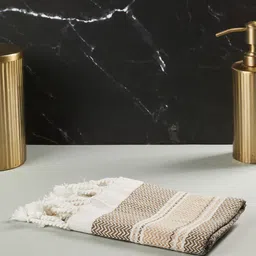 Fabindia Beige Striped 170 GSM Chevri Cotton Gamcha Bath Towels-picture-18