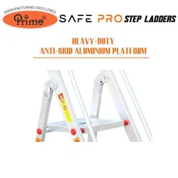 Prime Safe Pro 5 Step Aluminium Foldable Ladder for Home &a; Office Use with Hand Rails, PSP-05 image 5