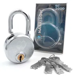 Harrison 65mm 8 Lever Mild Steel Bright Chrome Plated Finish Round Padlock with 4 Keys, SC-2000-0536 (Pack of 4) image 3
